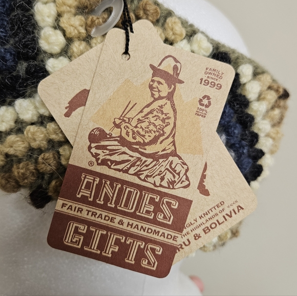 Handmade Alpaca Headband Reversible Peruvian Knit Ear Warmer Unisex - Picture 4 of 6